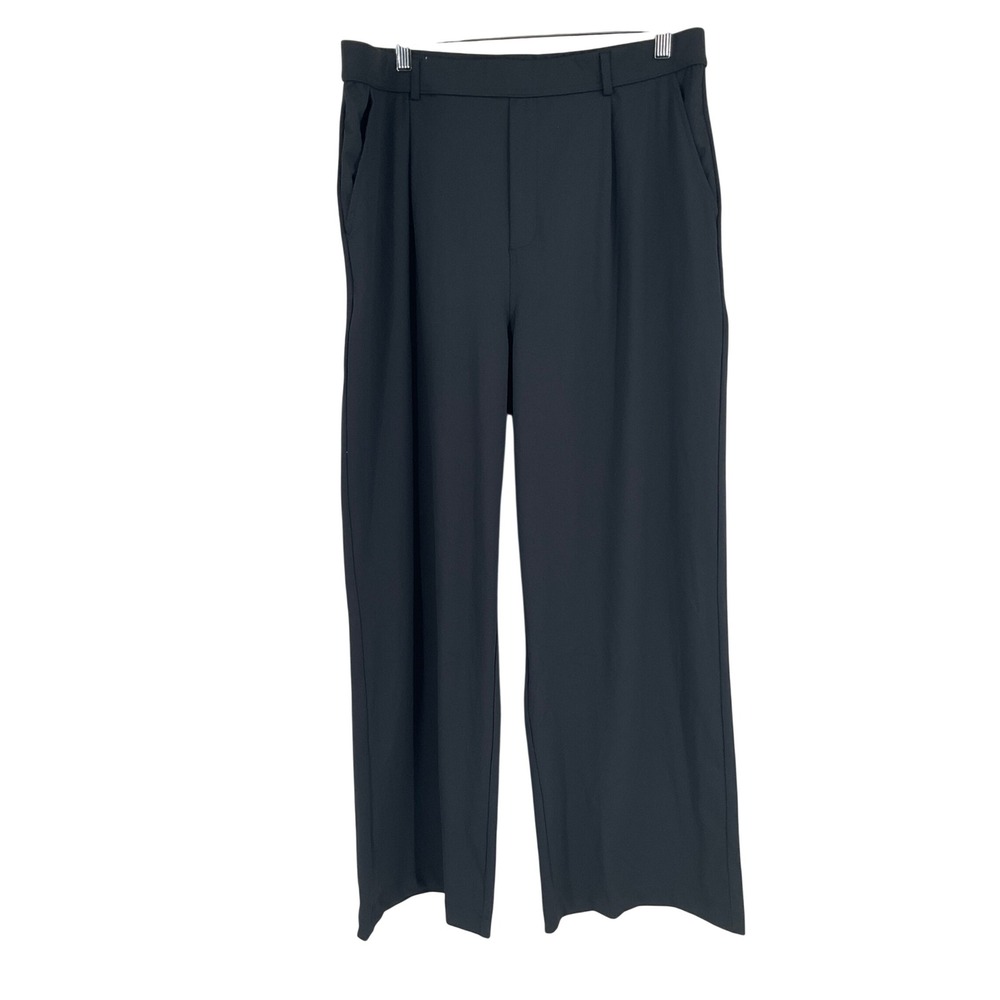 Halara Trousers Women XL Black Wide Leg High Rise Office Minimalist Capsule NEW